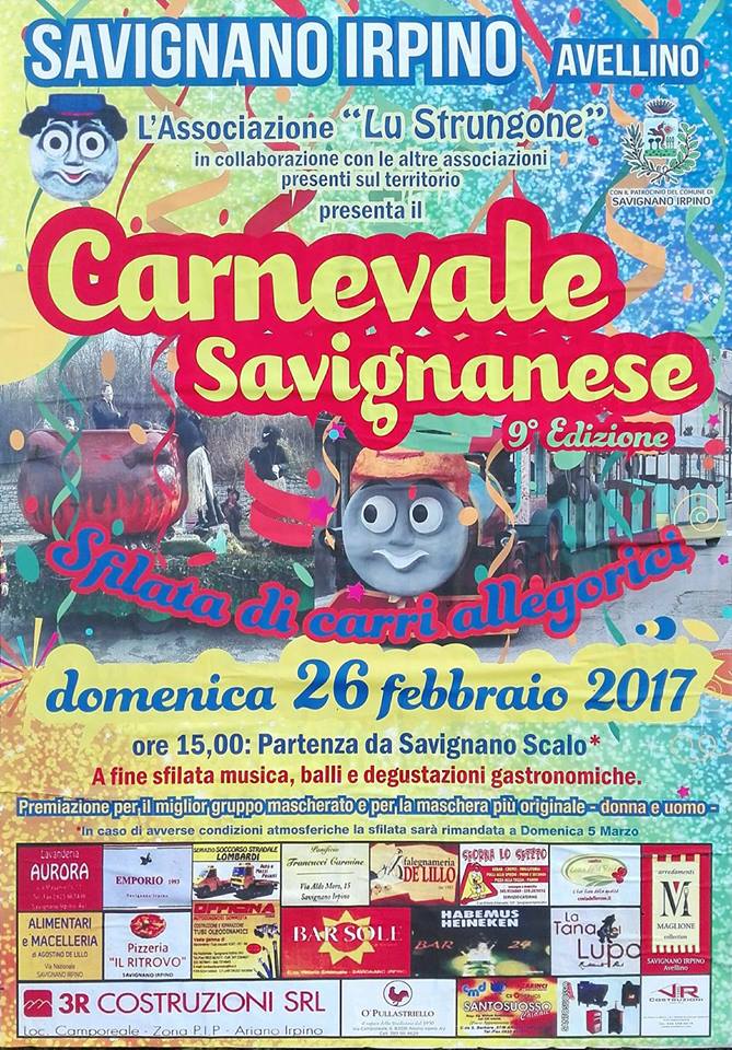 Domenica 26 febbraio "carnevale savignanese" a Savignano Irpino