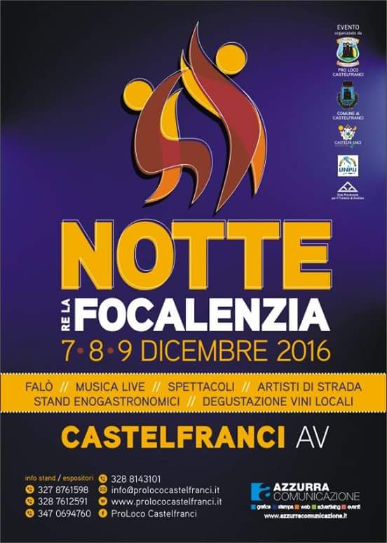 Dal 7 al 9 dicembre a Castelfranci "la notte re la focalenzia"