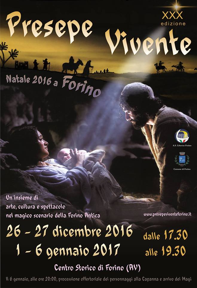 A Forino il 26 e il 27 dicembre 2016 e l'1 e 6 gennaio 2017 la XXX edizione del "Presepe Vivente"