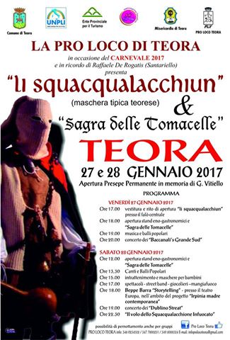 27 e 28 gennaio a Teora "Li squacqualacchiun & la sagra delle tomacelle"