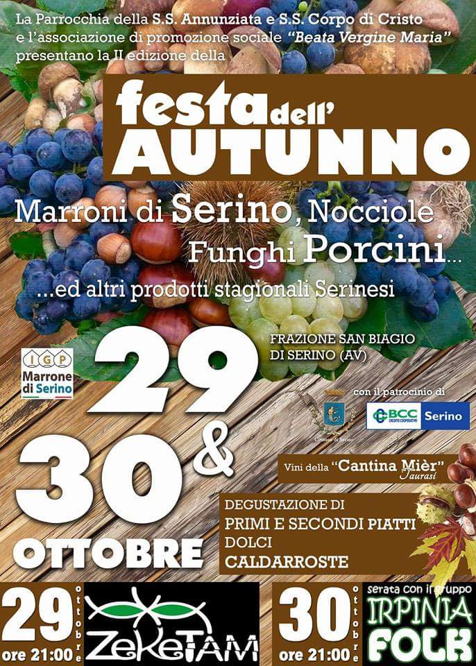 29 e 30 ottobre a San Biagio di Serino la II edizione della "festa dell'autunno"