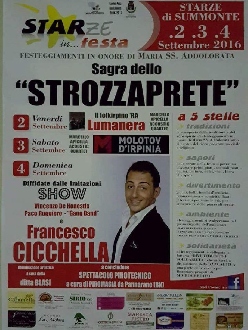 A Starze di Summonte "sagra dello strozzaprete" dal 2 al 4 settembre