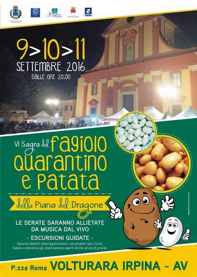 9, 10 e 11 settembre a Volturara Irpina VI sagra del fagiolo quarantino e della patata